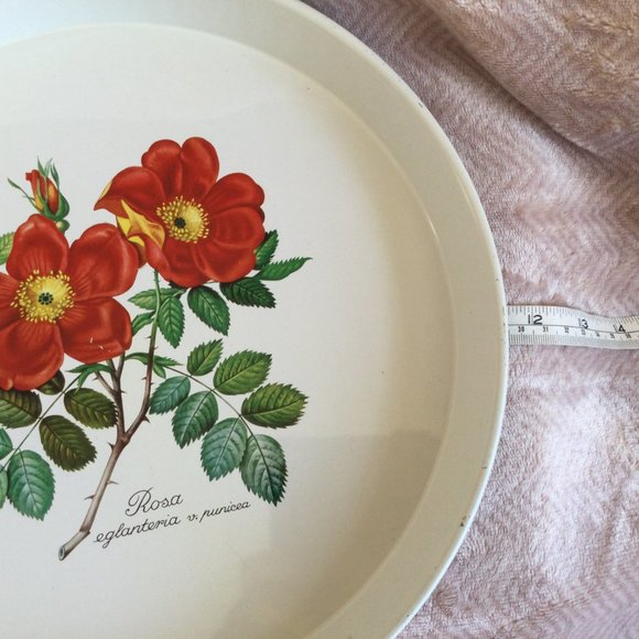 Decorative Metal Tray Roses 12 in Country Cottage - Picture 6 of 7